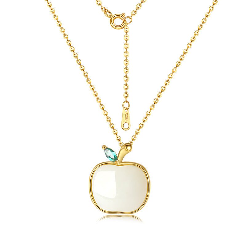 Charming Apple Jade Necklace: Peace Fruit Hetian Jade S925 Silver | STAR8S