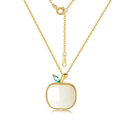Charming Apple Jade Necklace: Peace Fruit Hetian Jade S925 Silver | STAR8S