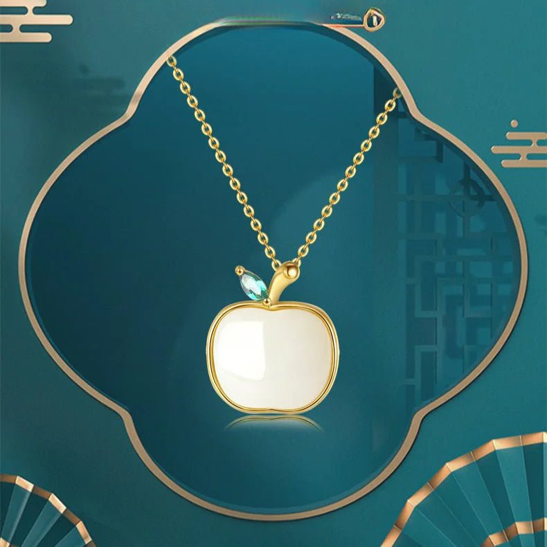 Charming Apple Jade Necklace: Peace Fruit Hetian Jade S925 Silver | STAR8S - STAR8S