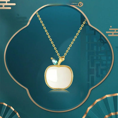 Charming Apple Jade Necklace: Peace Fruit Hetian Jade S925 Silver | STAR8S - STAR8S