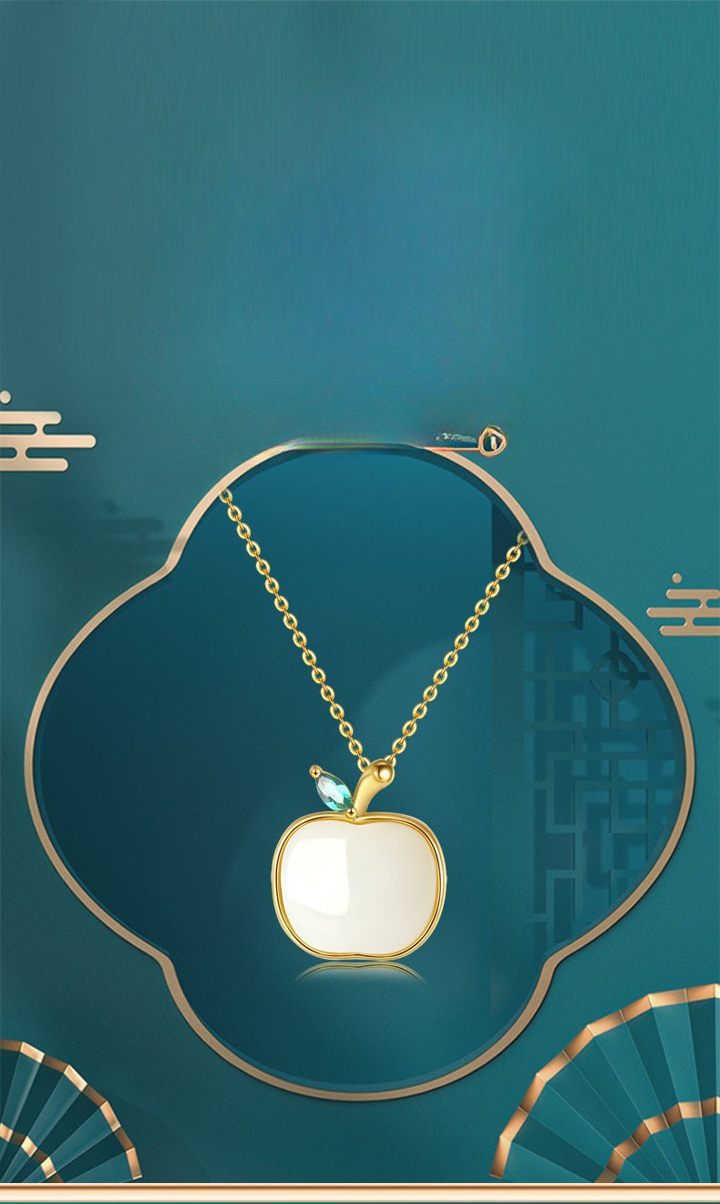 Charming Apple Jade Necklace: Peace Fruit Hetian Jade S925 Silver | STAR8S