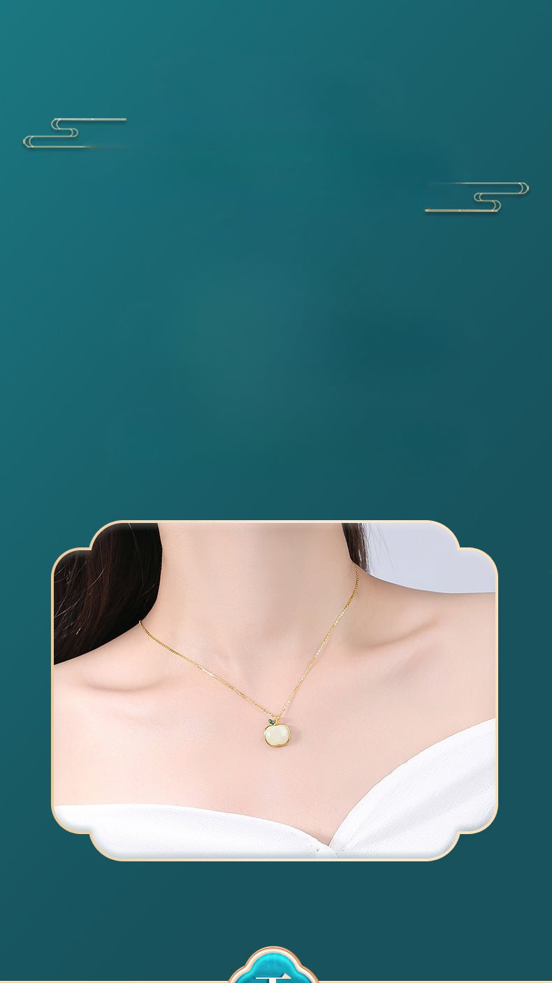 Charming Apple Jade Necklace: Peace Fruit Hetian Jade S925 Silver | STAR8S