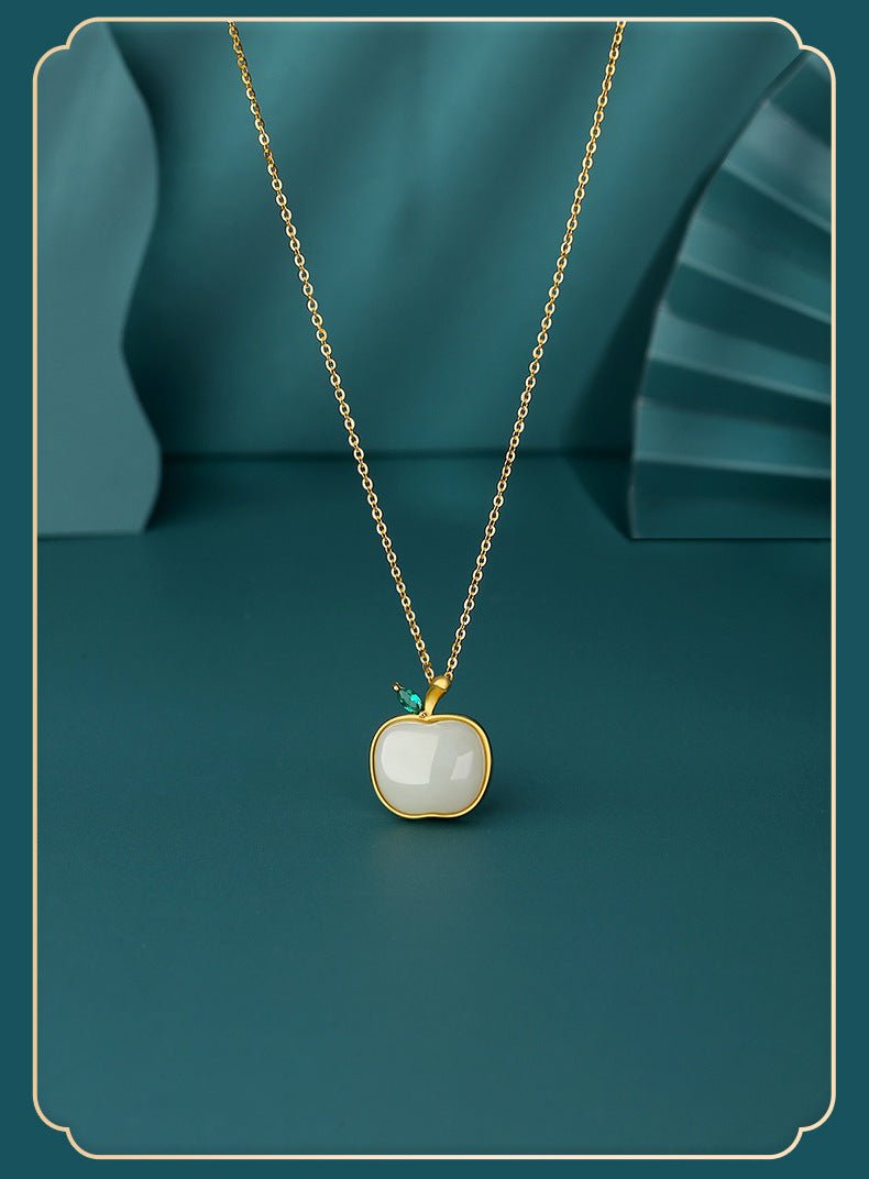 Charming Apple Jade Necklace: Peace Fruit Hetian Jade S925 Silver | STAR8S
