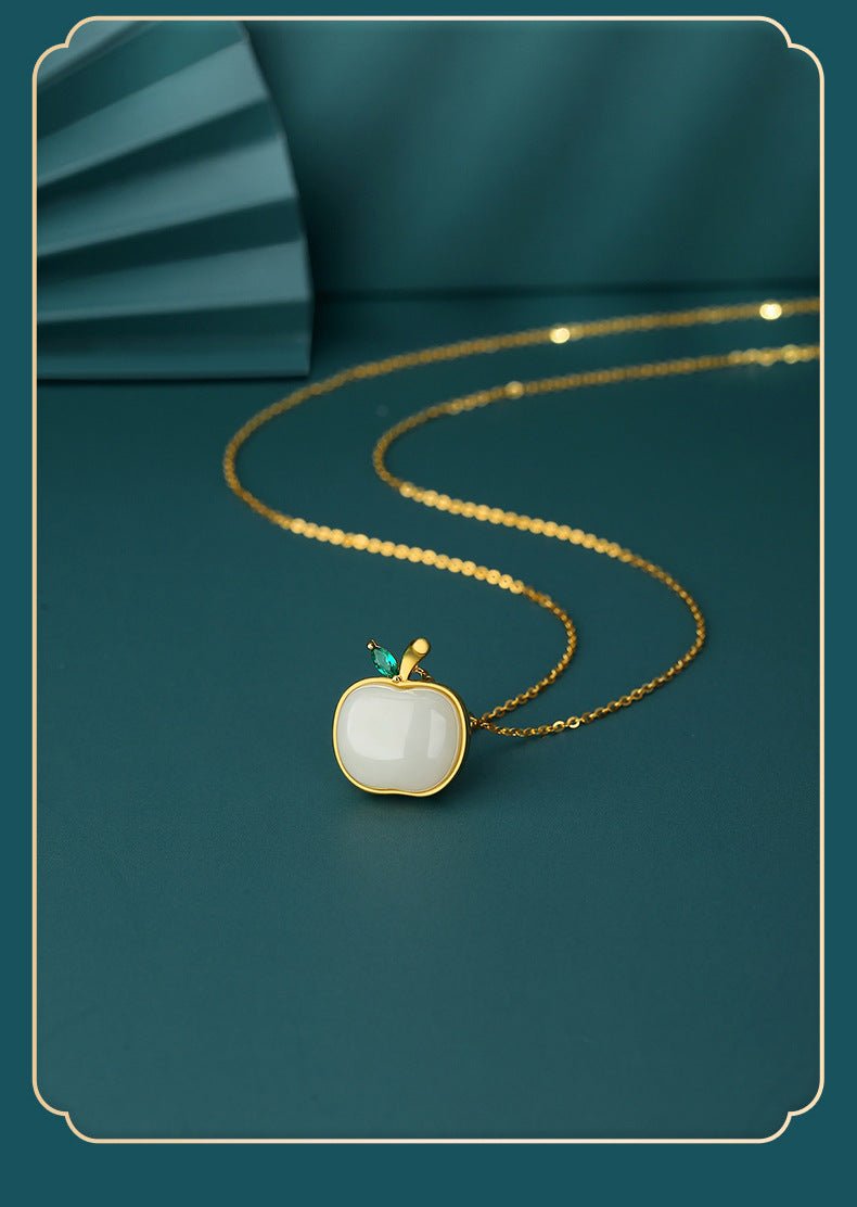 Charming Apple Jade Necklace: Peace Fruit Hetian Jade S925 Silver | STAR8S