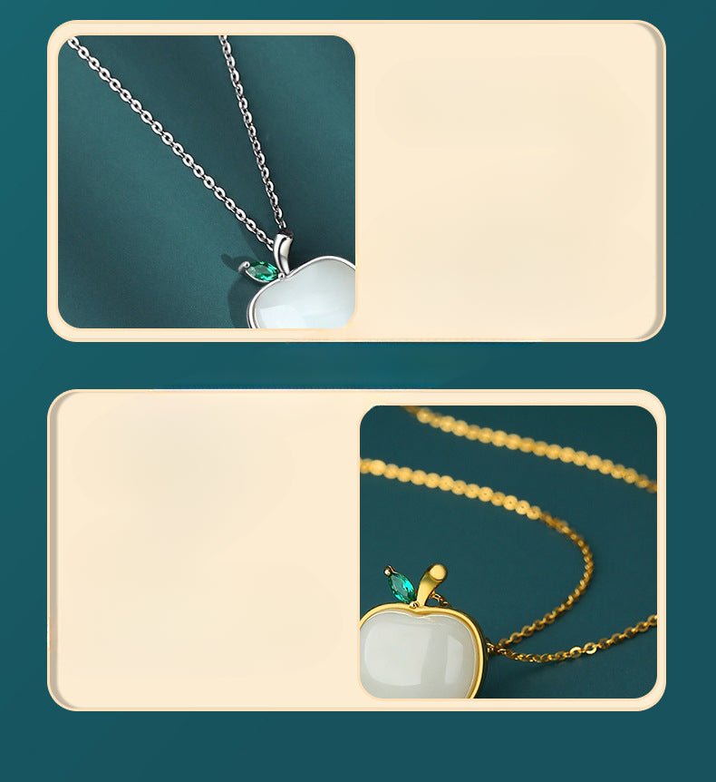 Charming Apple Jade Necklace: Peace Fruit Hetian Jade S925 Silver | STAR8S