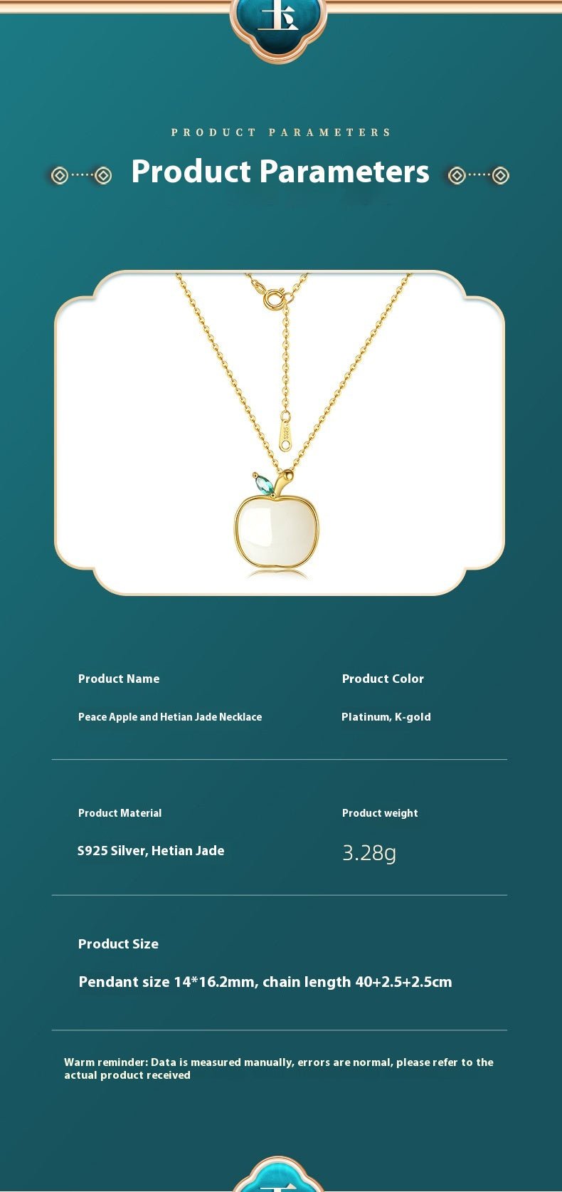 Charming Apple Jade Necklace: Peace Fruit Hetian Jade S925 Silver | STAR8S