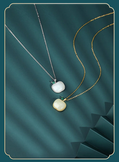 Charming Apple Jade Necklace: Peace Fruit Hetian Jade S925 Silver | STAR8S