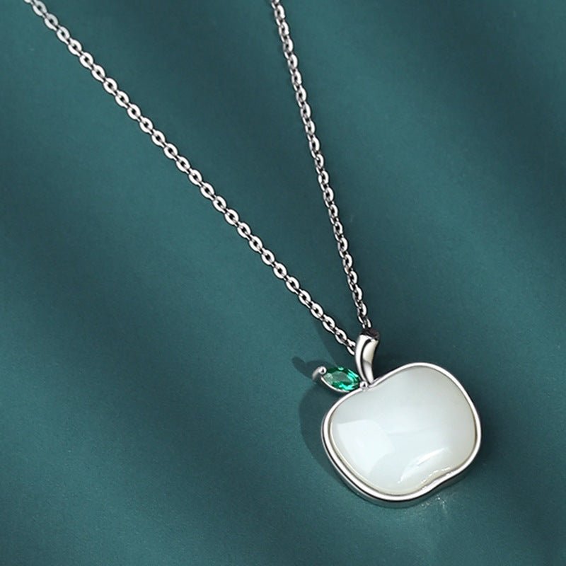 Charming Apple Jade Necklace: Peace Fruit Hetian Jade S925 Silver | STAR8S