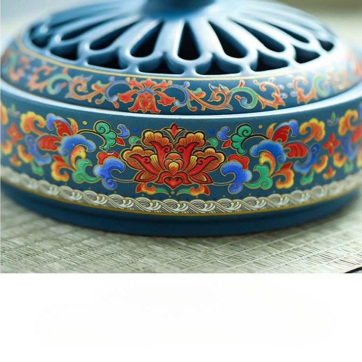charming colour enamels incense burner – unique ceramic piece for home - star8s