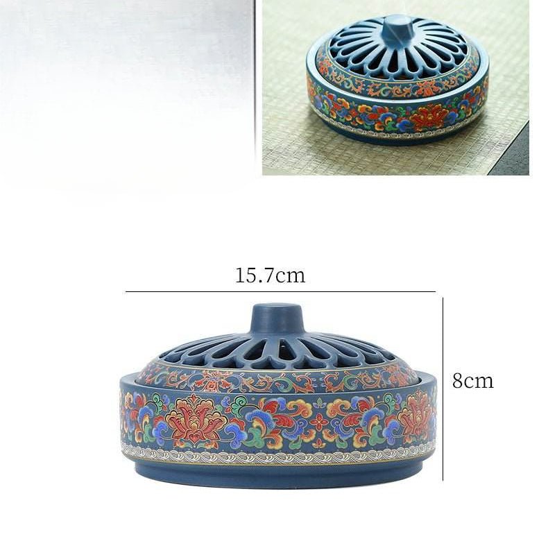 charming colour enamels incense burner – unique ceramic piece for home - star8s