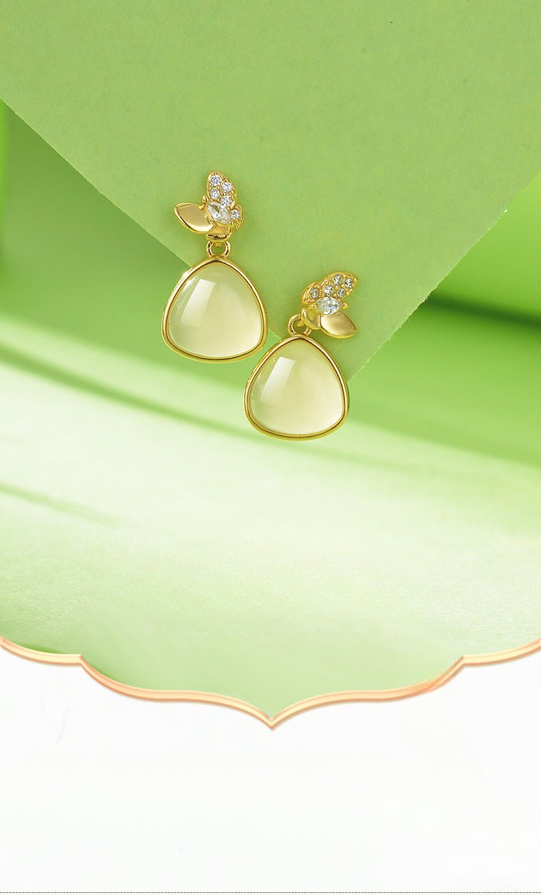 Charming Jade Clip - on Earrings: Hetian Jade Butterfly Double Flying 925 Silver | STAR8S