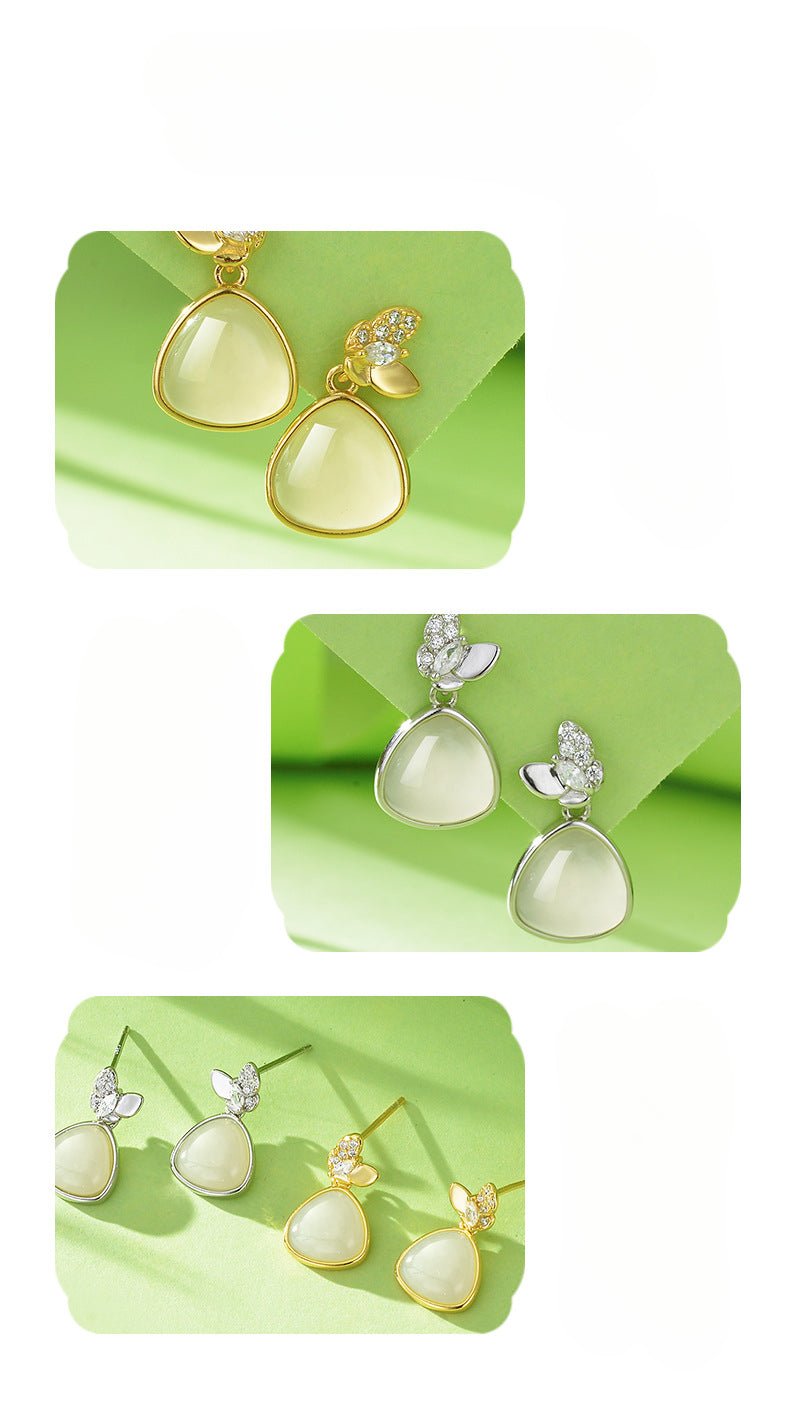 Charming Jade Clip - on Earrings: Hetian Jade Butterfly Double Flying 925 Silver | STAR8S