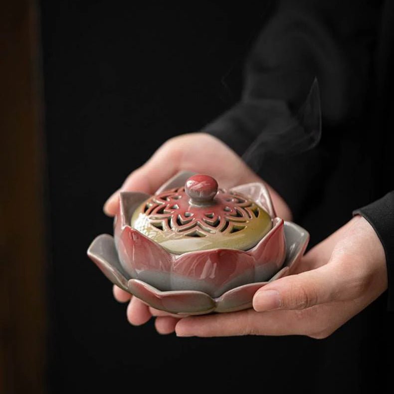 Charming Lotus Incense Burner – Colorful Hand - painted, Elegant & Artistic - STAR8S