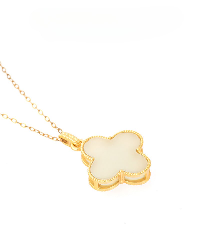 Charming White Jade Necklace: Clover Hetian Women S925 Necklace |  STAR8S