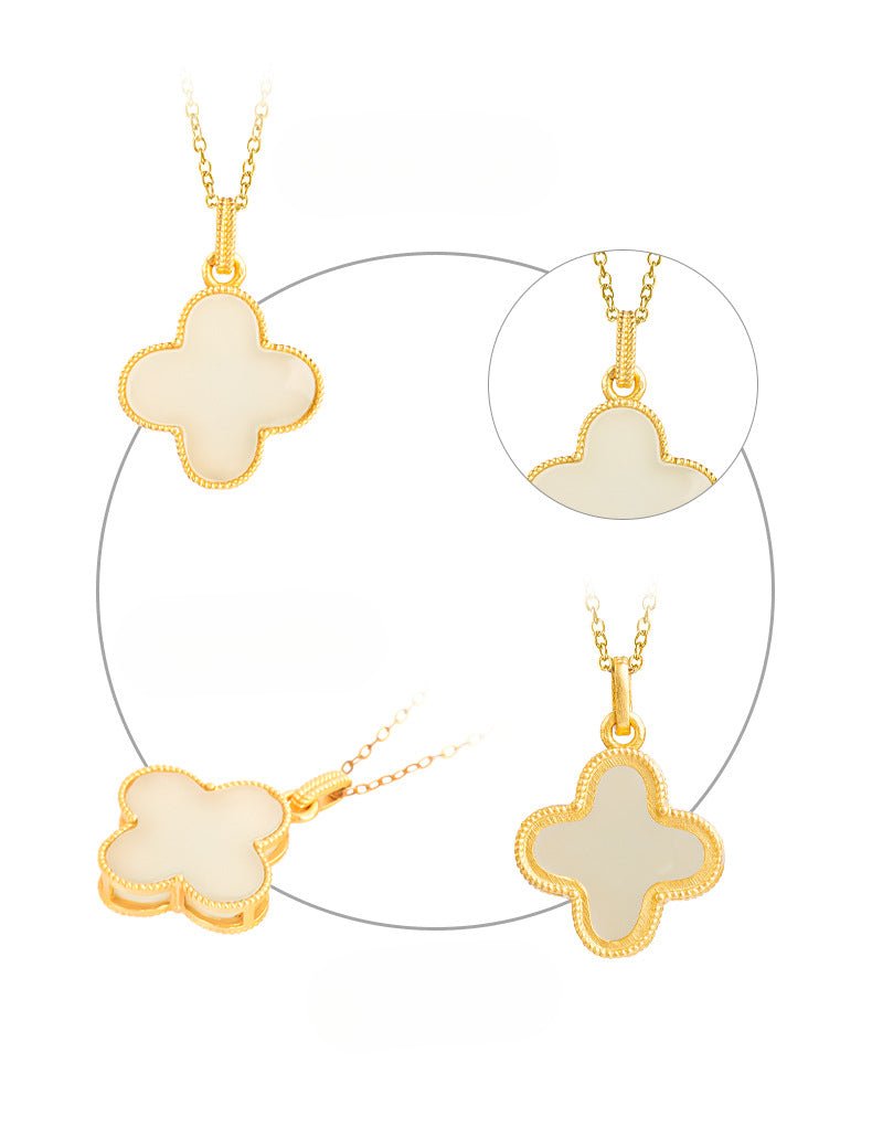 Charming White Jade Necklace: Clover Hetian Women S925 Necklace |  STAR8S