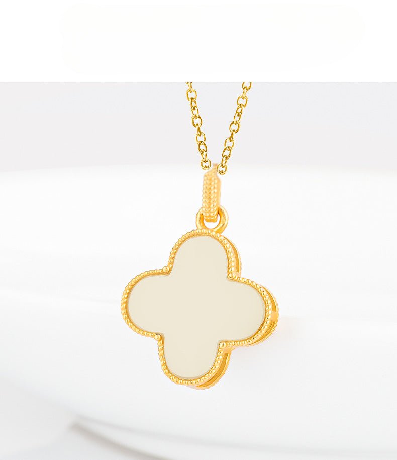 Charming White Jade Necklace: Clover Hetian Women S925 Necklace |  STAR8S