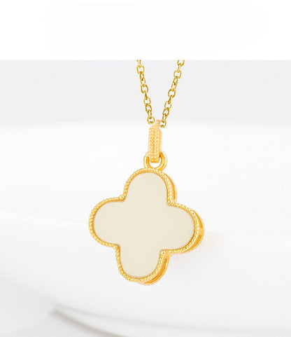 Charming White Jade Necklace: Clover Hetian Women S925 Necklace |  STAR8S