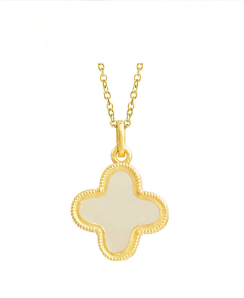 Charming White Jade Necklace: Clover Hetian Women S925 Necklace |  STAR8S