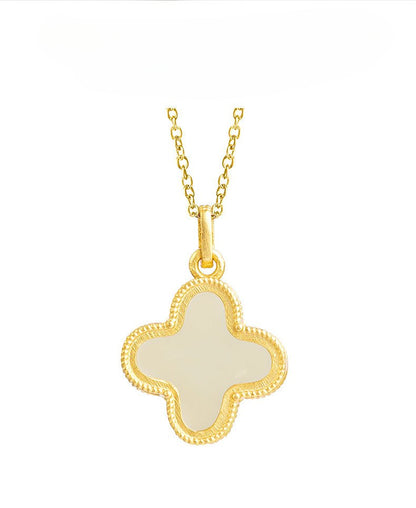 Charming White Jade Necklace: Clover Hetian Women S925 Necklace |  STAR8S