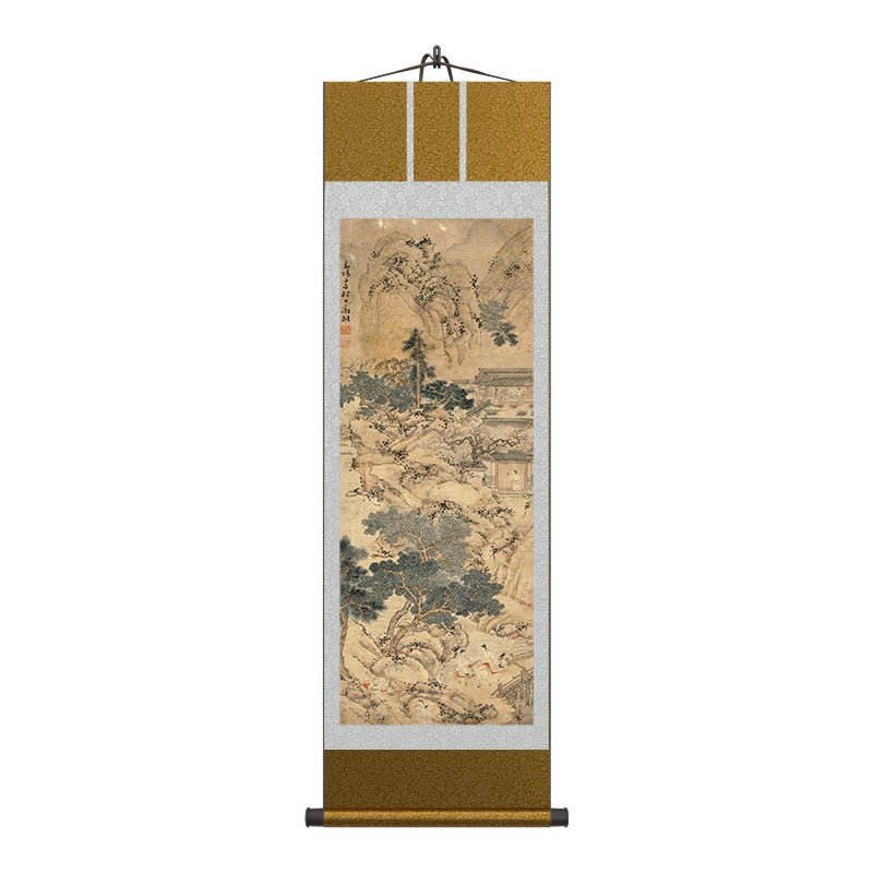 Chinese Ancient Painting: Wen Zhengming’s Mountain Villa Guests Scroll HD print | STAR8S