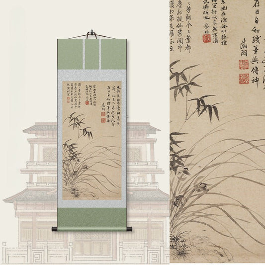Chinese Ancient Painting: Wen Zhengming’s Orchid - Bamboo Scroll HD print | STAR8S