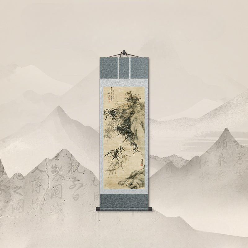 Chinese Bamboo Painting: Bamboo & Stone Scroll for Home Deco HD print |  STAR8S