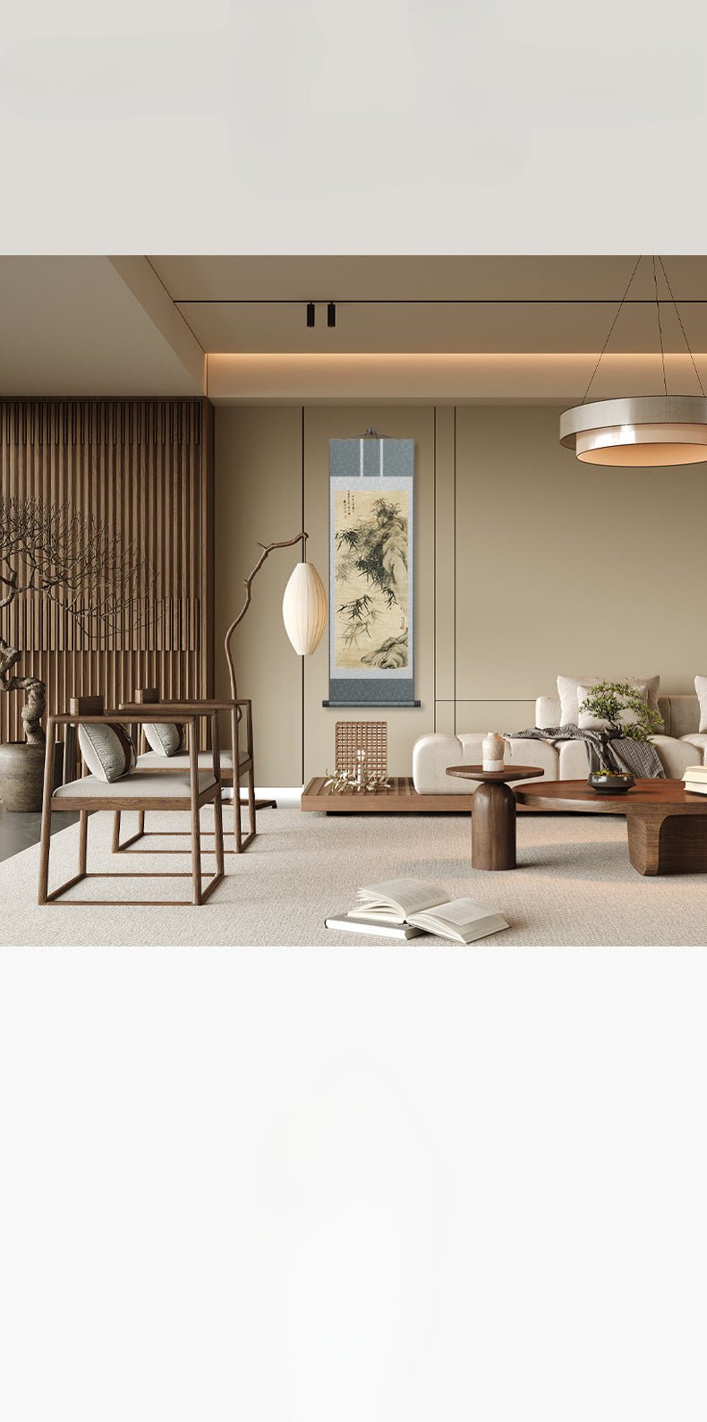 Chinese Bamboo Painting: Bamboo & Stone Scroll for Home Deco HD print |  STAR8S