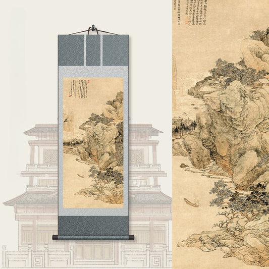 Chinese Calligraphy Painting: Tang Yin’s Mountain - River Scroll HD print | STAR8S