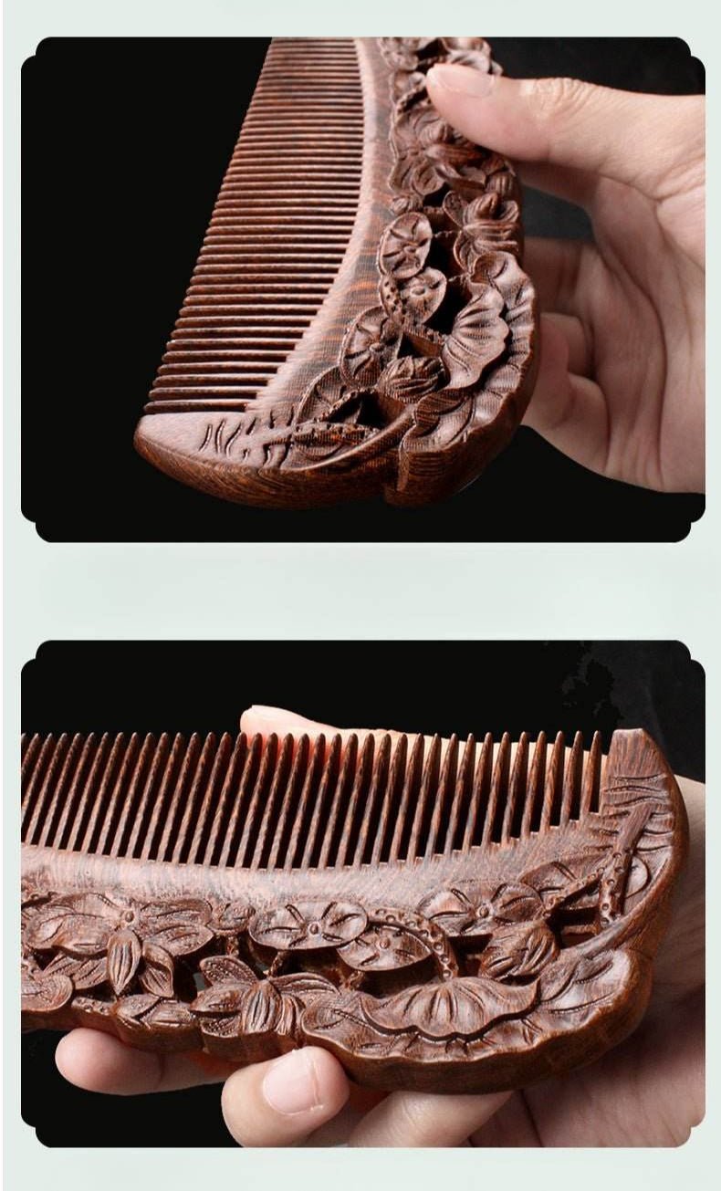 Chinese Hair Comb – Sandalwood Carved Gift, Romantic & Elegant Hair Care - STAR8S