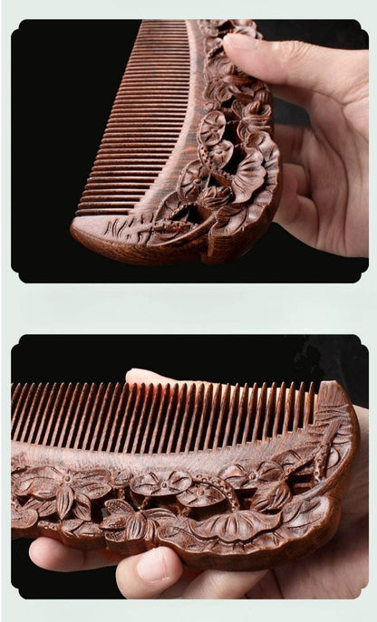 Chinese Hair Comb – Sandalwood Carved Gift, Romantic & Elegant Hair Care - STAR8S
