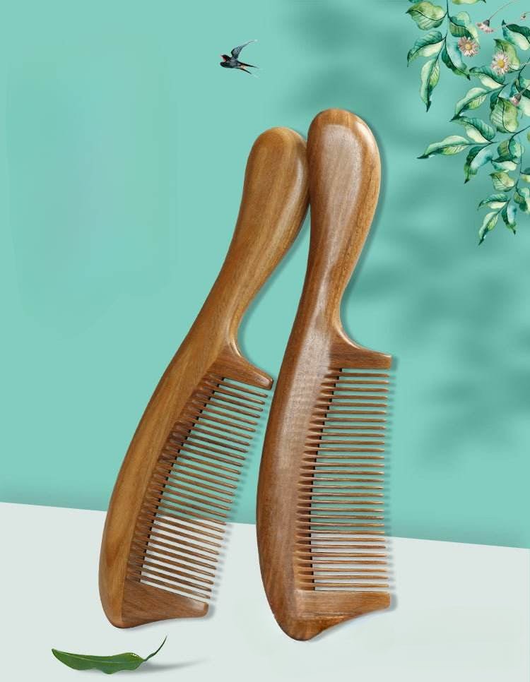 chinese hair comb – vintage green sandalwood carved gift, elegant & romantic hair care - star8s