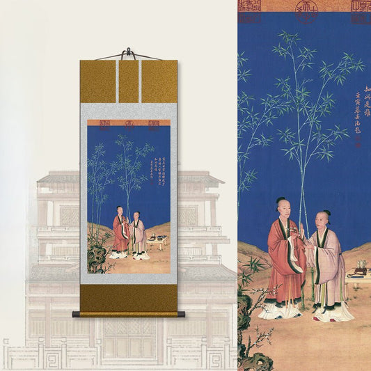 Chinese Ink Painting: HD print Castiglione’s Peaceful Spring Scroll with Bamboo | STAR8S