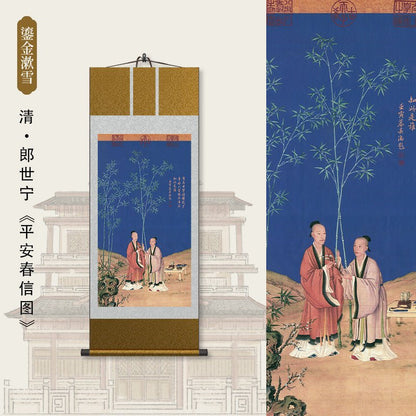 Chinese Ink Painting: HD print Castiglione’s Peaceful Spring Scroll with Bamboo | STAR8S