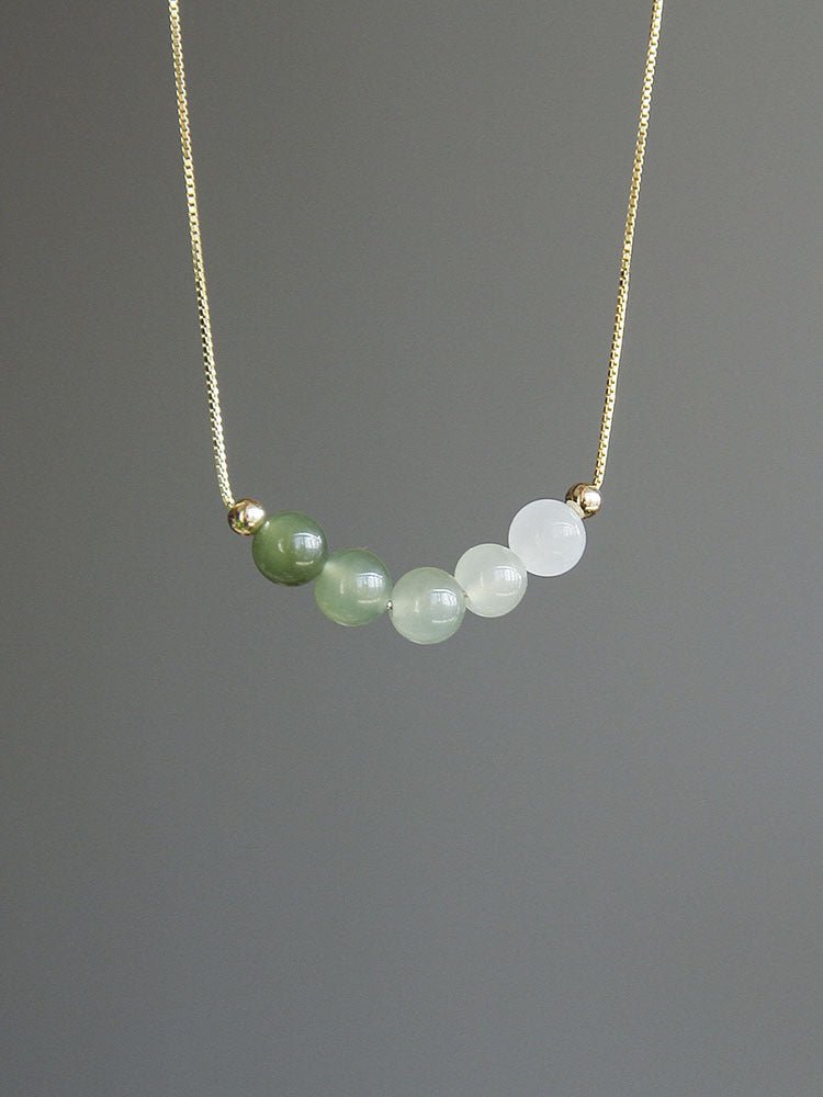 ‌Chinese Jade Necklace with Heitian Gradient Beads - Sterling Silver Gilt | STAR8S