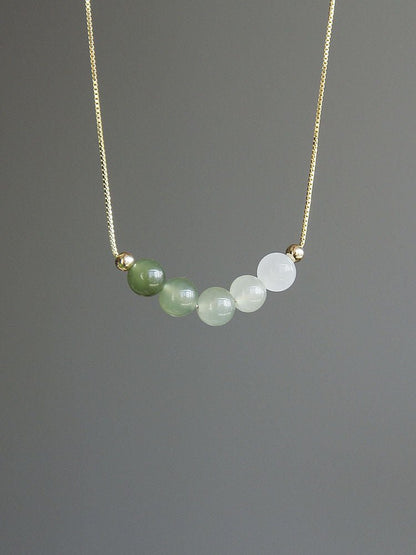 ‌Chinese Jade Necklace with Heitian Gradient Beads - Sterling Silver Gilt | STAR8S