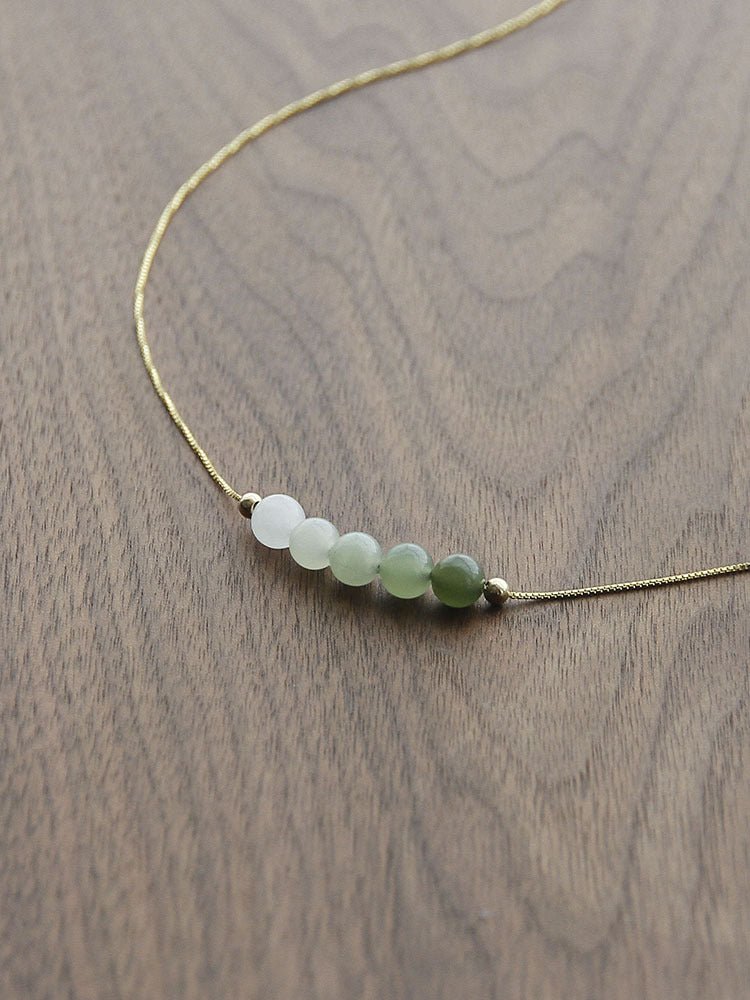 ‌Chinese Jade Necklace with Heitian Gradient Beads - Sterling Silver Gilt | STAR8S