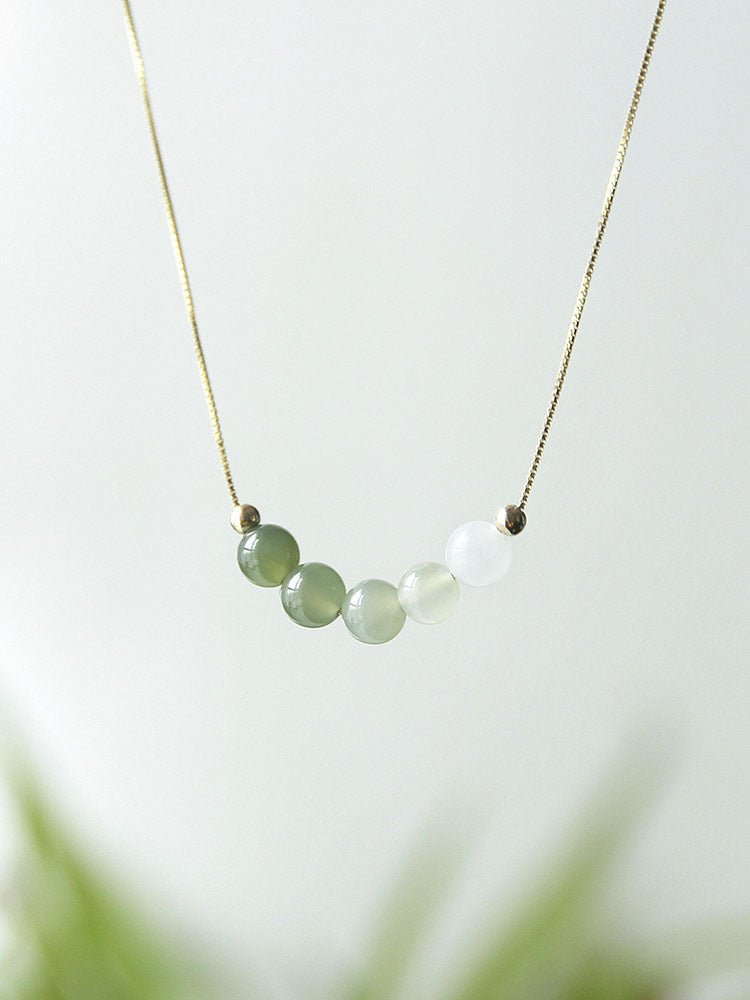 ‌Chinese Jade Necklace with Heitian Gradient Beads - Sterling Silver Gilt | STAR8S
