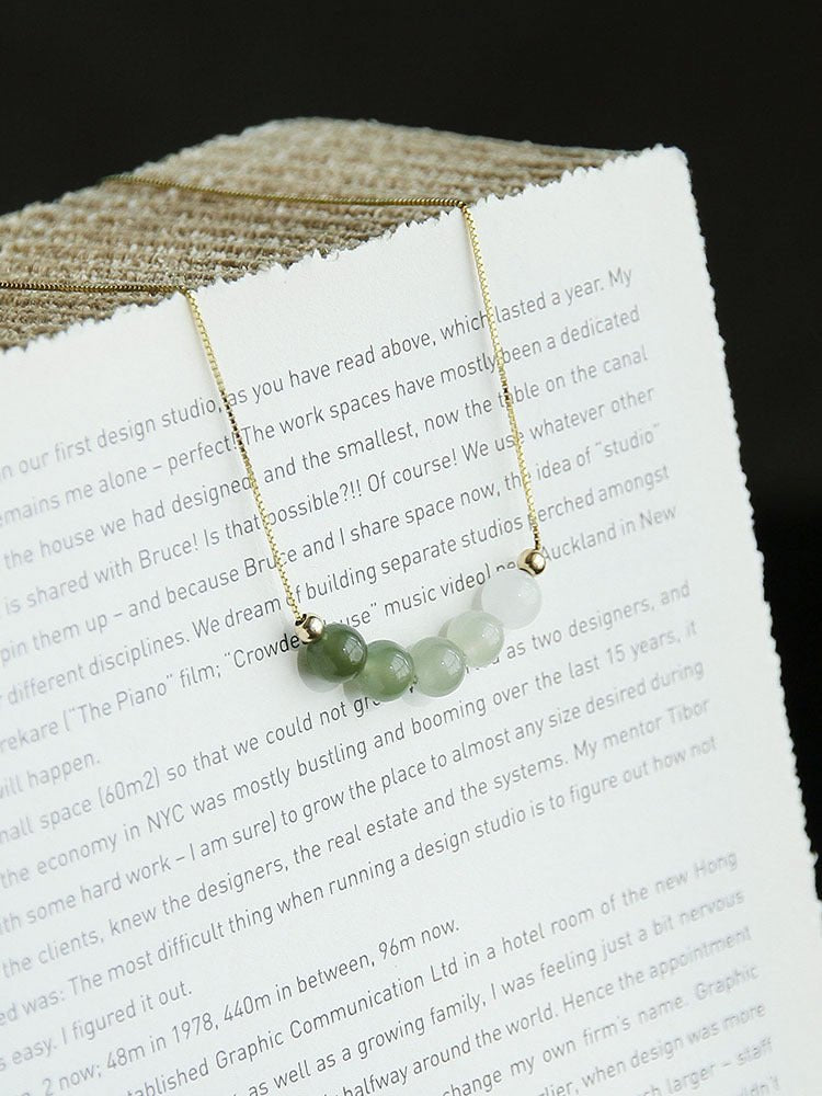 ‌Chinese Jade Necklace with Heitian Gradient Beads - Sterling Silver Gilt | STAR8S
