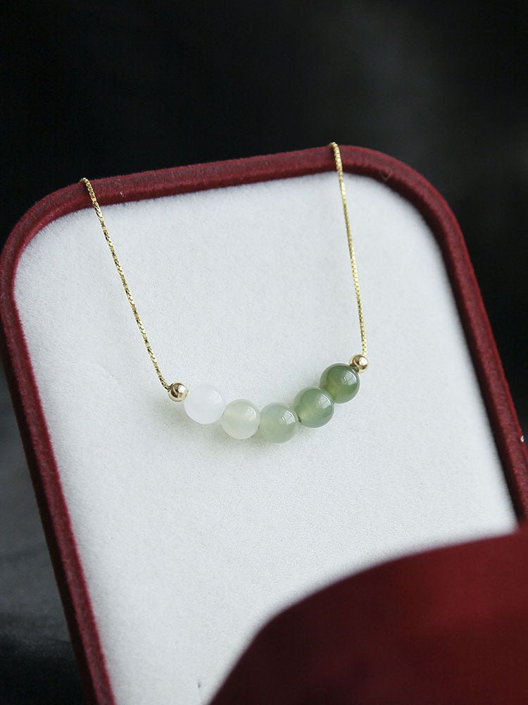 ‌Chinese Jade Necklace with Heitian Gradient Beads - Sterling Silver Gilt | STAR8S