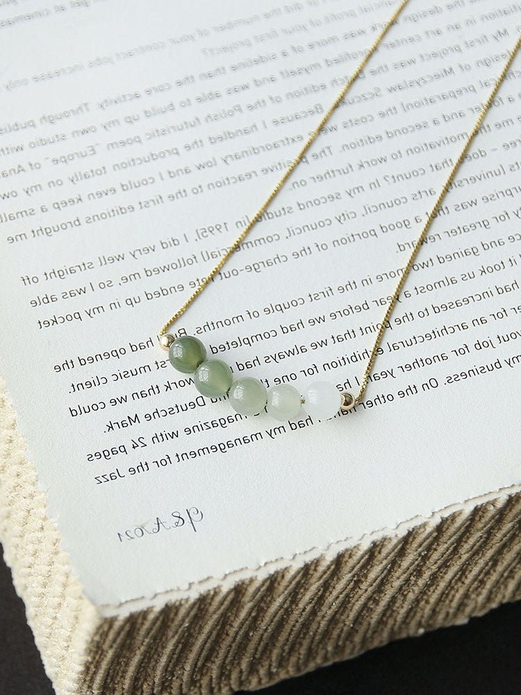 ‌Chinese Jade Necklace with Heitian Gradient Beads - Sterling Silver Gilt | STAR8S