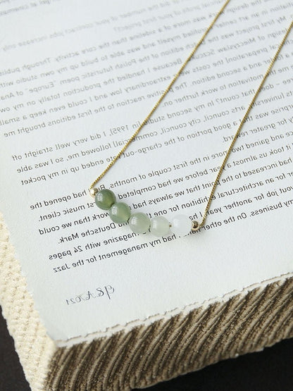 ‌Chinese Jade Necklace with Heitian Gradient Beads - Sterling Silver Gilt | STAR8S