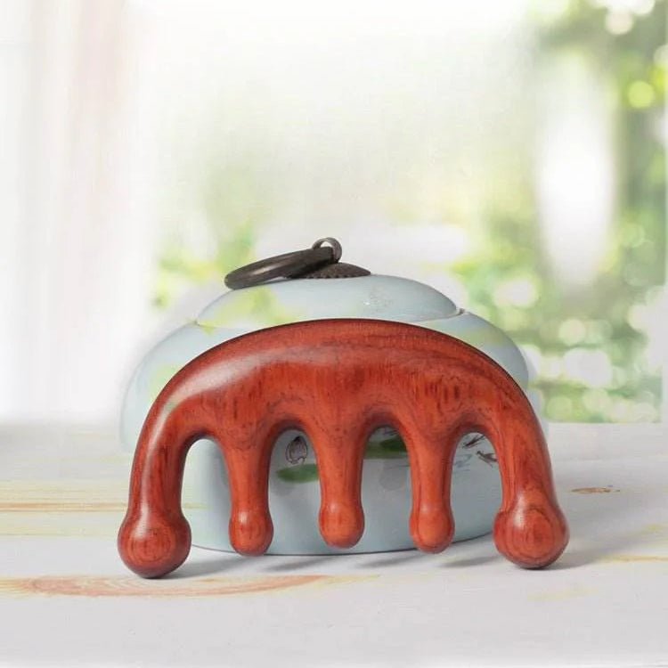 Chinese Massage Comb – Green Sandalwood Head Meridian Comb, Relaxing & Refreshing Health Care - STAR8S
