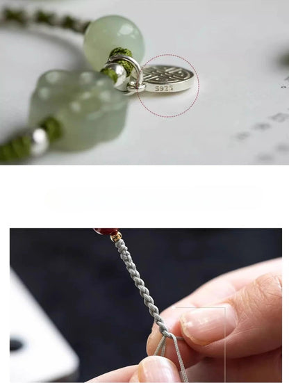 Chinese Plum Blossom Bracelet‌ - Genuine Hetian Jade & Fu | STAR8S - STAR8S