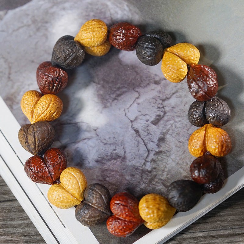 Chinese Sandalwood Heart Bracelet – Handcrafted Wooden Beads Adjustable Bracelet for Women – Gift Jewelry - STAR8S
