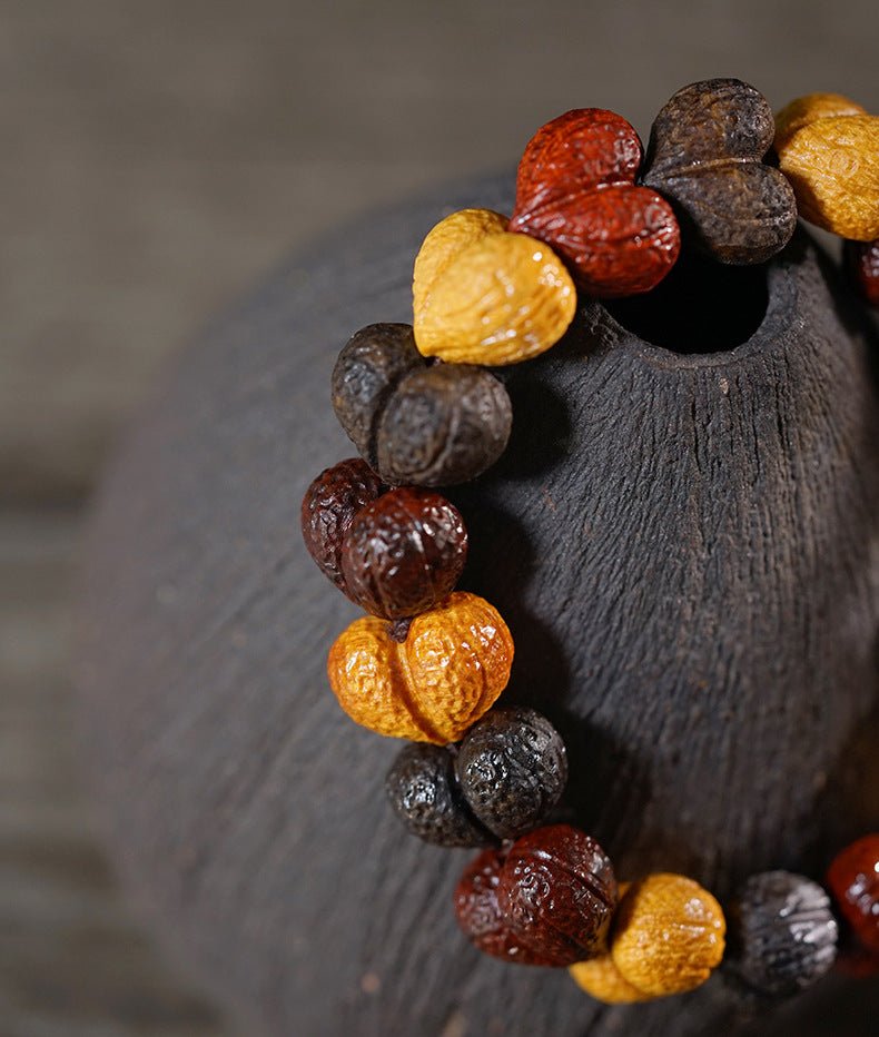 chinese sandalwood heart bracelet – handcrafted wooden beads adjustable bracelet for women – gift jewelry - star8s