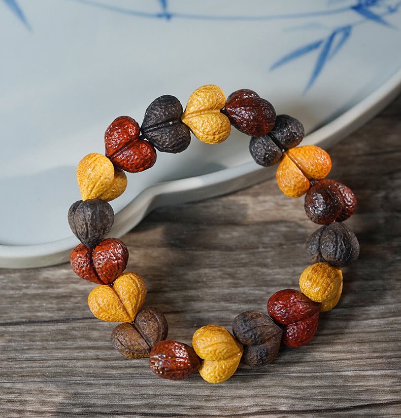 chinese sandalwood heart bracelet – handcrafted wooden beads adjustable bracelet for women – gift jewelry - star8s