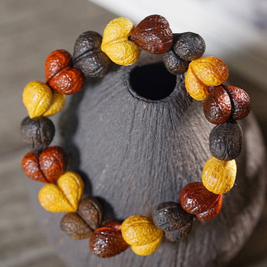 Chinese Sandalwood Heart Bracelet – Handcrafted Wooden Beads Adjustable Bracelet for Women – Gift Jewelry - STAR8S
