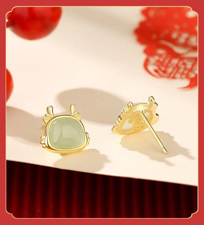 Chinese Zodiac Hetian Jade Stud Earrings for Stylish Women | STAR8S - STAR8S