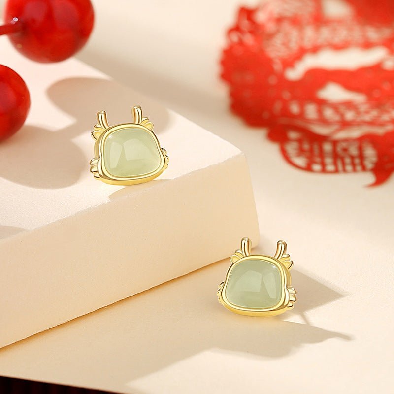 chinese zodiac hetian jade stud earrings for stylish women | star8s