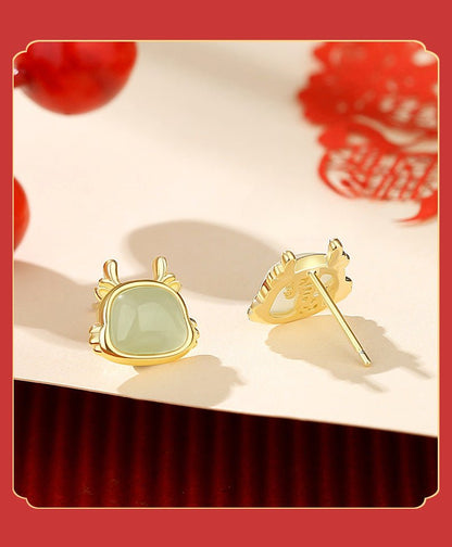 Chinese Zodiac Hetian Jade Stud Earrings for Stylish Women | STAR8S